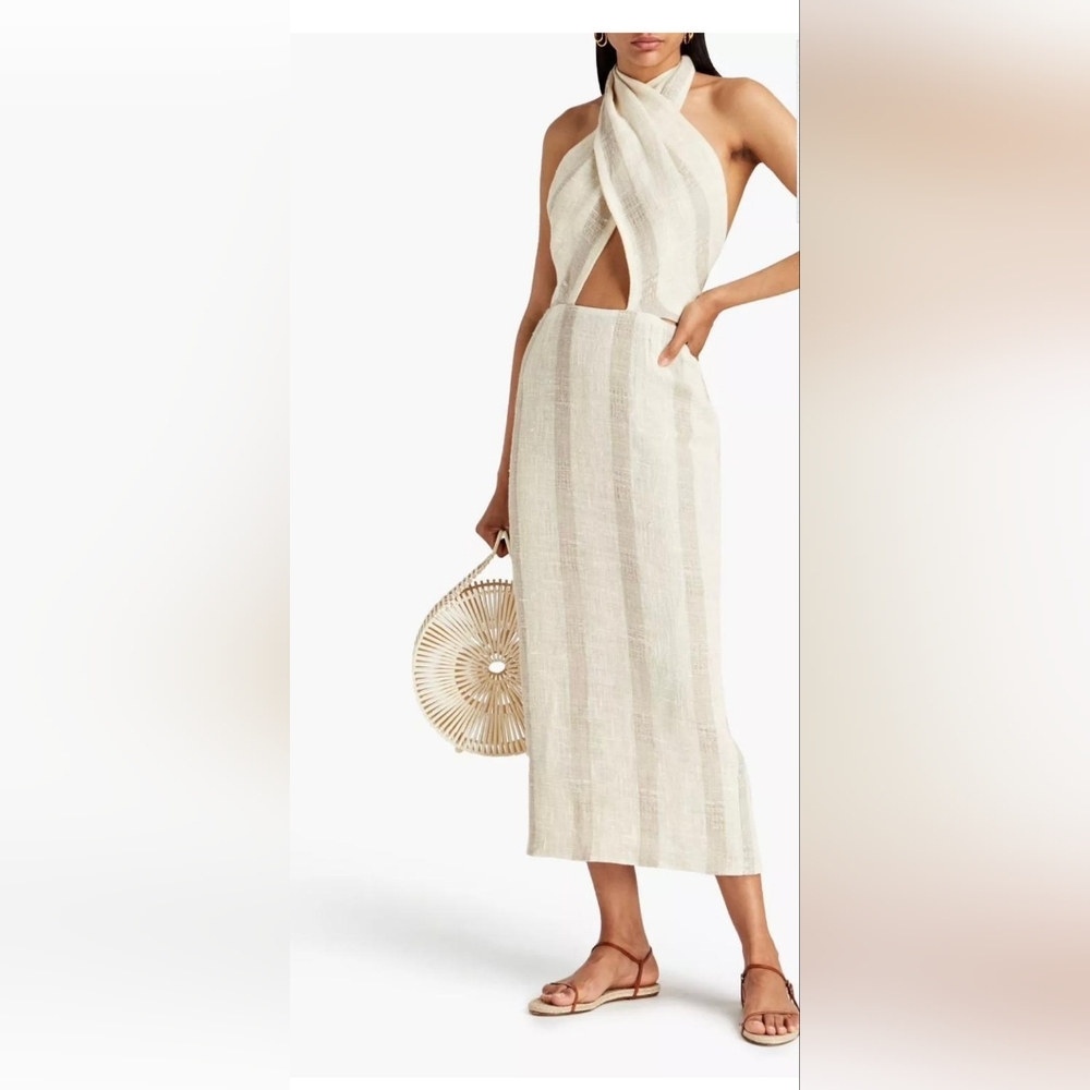 RRP€686 PIECE OF WHITE
Midi Dress Size M Linen Blend
Lined